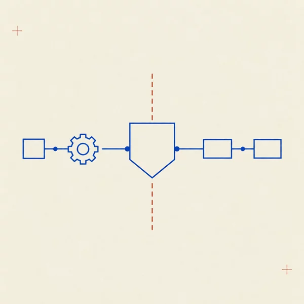 Diagram: a PLC and a Modbus line protected by a programmable security gateway