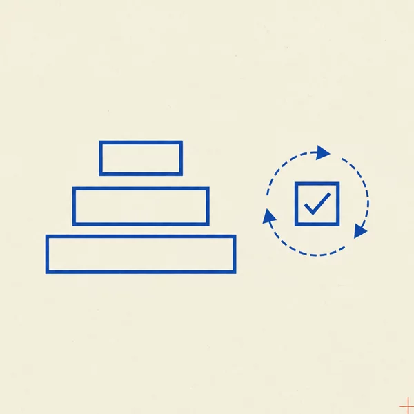 Plate: a test pyramid beside a checked box circled by the red-green-refactor loop