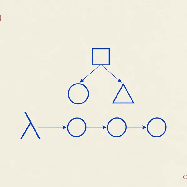 Plate: a lambda feeding a chain of composed functions, with a two-case algebraic data type above